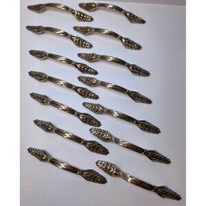 7  Sets Vtg Amerock Silvertone Wheat Sheaf Metal Drawer Pull Handles w/screws
